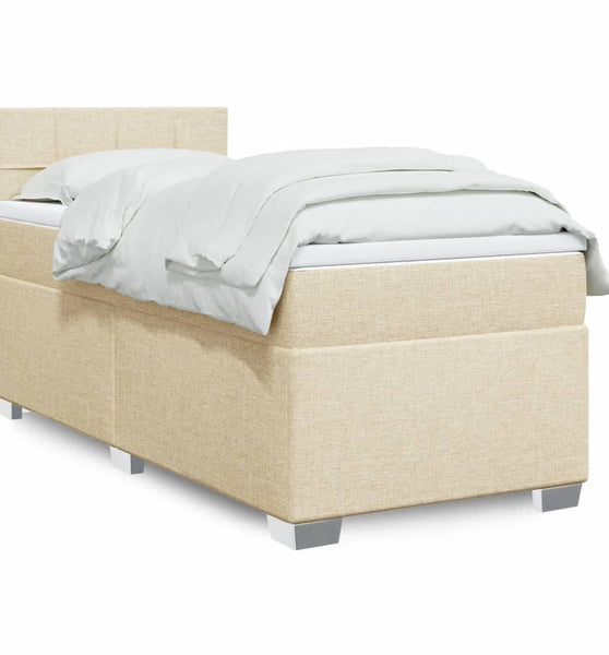 Boxspringbett mit Matratze Creme 90x200 cm Stoff