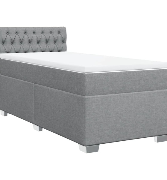 Boxspringbett mit Matratze Hellgrau 90x200 cm Stoff