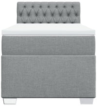Boxspringbett mit Matratze Hellgrau 90x200 cm Stoff