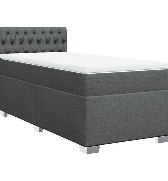 Boxspringbett mit Matratze Dunkelgrau 90x200 cm Stoff