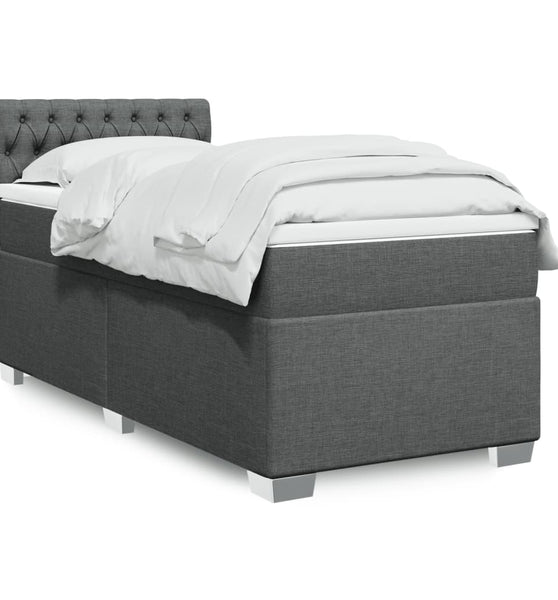 Boxspringbett mit Matratze Dunkelgrau 90x200 cm Stoff