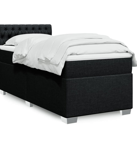 Boxspringbett mit Matratze Schwarz 90x200 cm Stoff