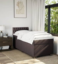 Boxspringbett mit Matratze Dunkelbraun 90x200 cm Stoff