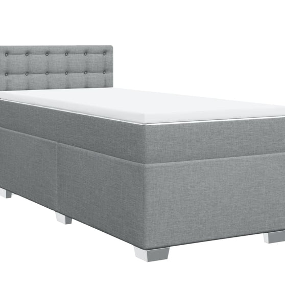 Boxspringbett mit Matratze Hellgrau 90x200 cm Stoff