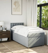 Boxspringbett mit Matratze Hellgrau 90x200 cm Stoff