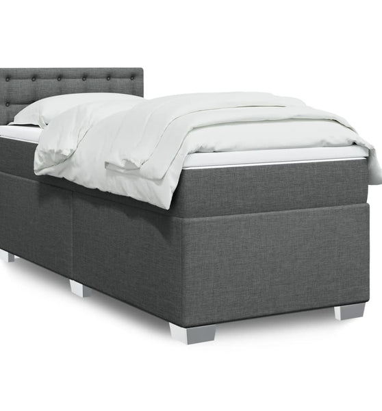 Boxspringbett mit Matratze Dunkelgrau 90x200 cm Stoff