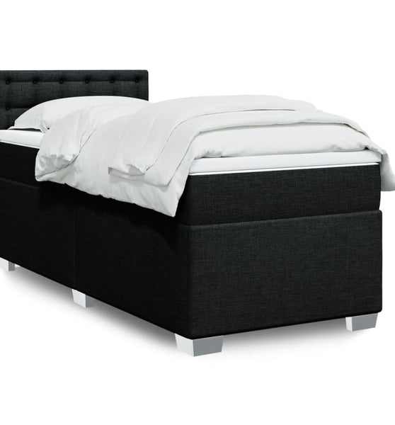 Boxspringbett mit Matratze Schwarz 90x200 cm Stoff