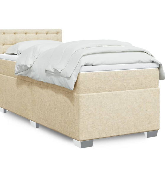 Boxspringbett mit Matratze Creme 90x200 cm Stoff