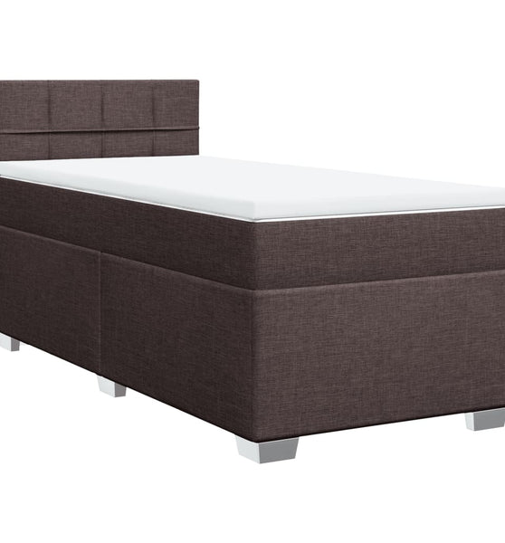 Boxspringbett mit Matratze Dunkelbraun 100x200 cm Stoff