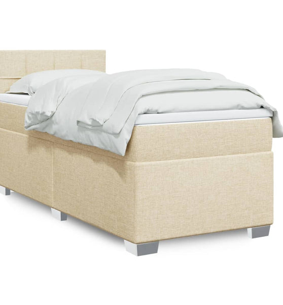 Boxspringbett mit Matratze Creme 100x200 cm Stoff