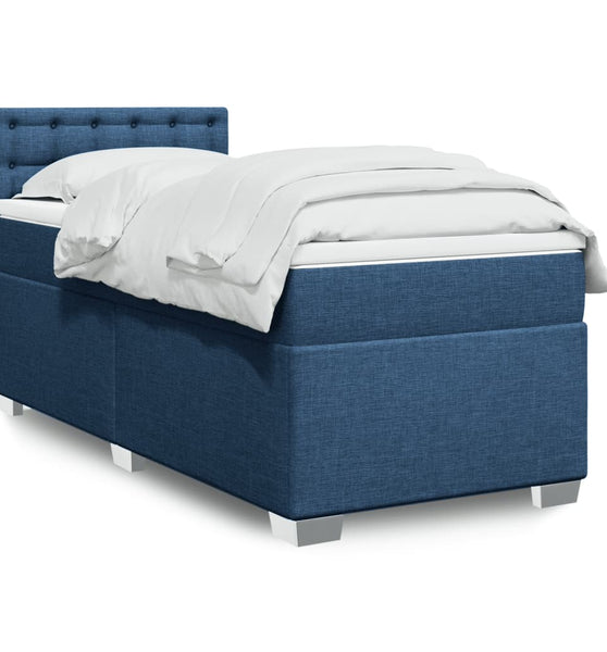 Boxspringbett mit Matratze Blau 100x200 cm Stoff