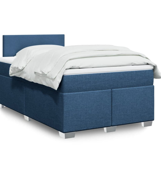 Boxspringbett mit Matratze Blau 120x190 cm Stoff