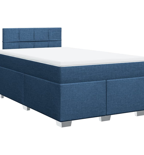 Boxspringbett mit Matratze Blau 120x190 cm Stoff