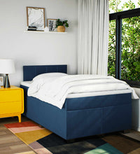 Boxspringbett mit Matratze Blau 120x190 cm Stoff