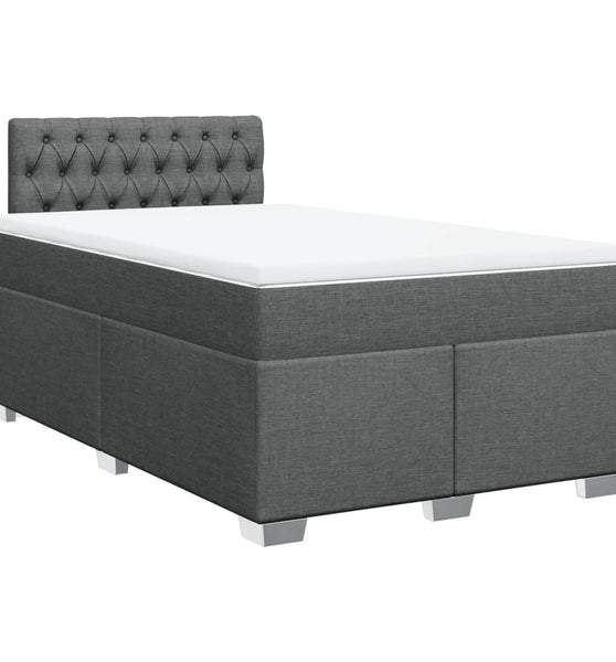 Boxspringbett mit Matratze Dunkelgrau 120x190 cm Stoff