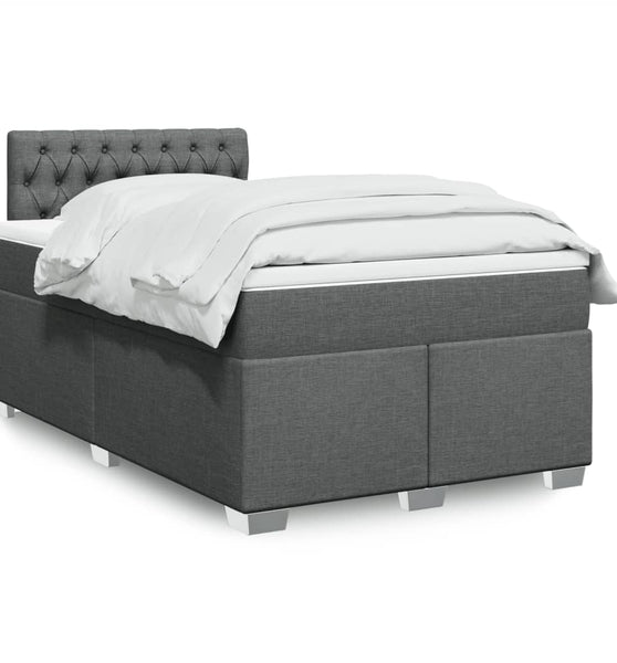 Boxspringbett mit Matratze Dunkelgrau 120x190 cm Stoff