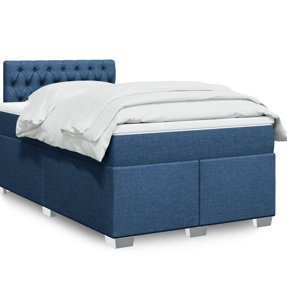Boxspringbett mit Matratze Blau 120x190 cm Stoff