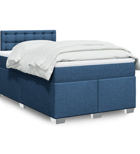 Boxspringbett mit Matratze Blau 120x190 cm Stoff
