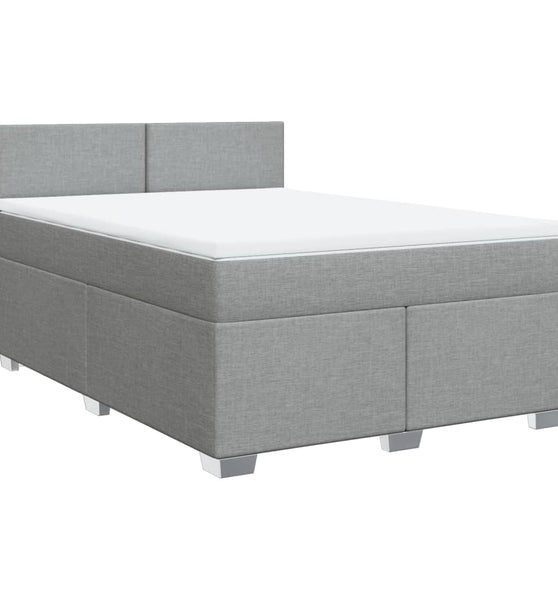 Boxspringbett mit Matratze Hellgrau 140x200 cm Stoff