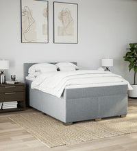 Boxspringbett mit Matratze Hellgrau 140x200 cm Stoff