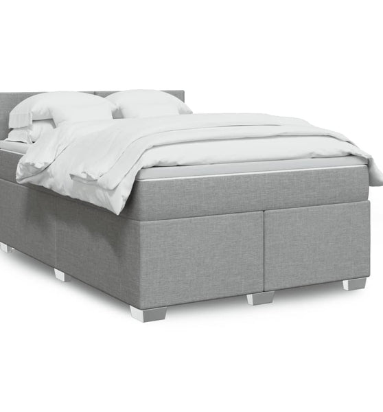 Boxspringbett mit Matratze Hellgrau 140x200 cm Stoff
