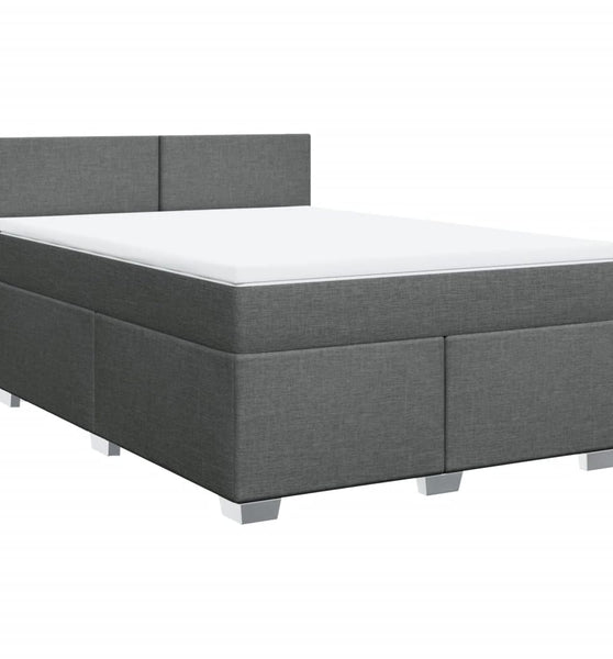 Boxspringbett mit Matratze Dunkelgrau 140x200 cm Stoff