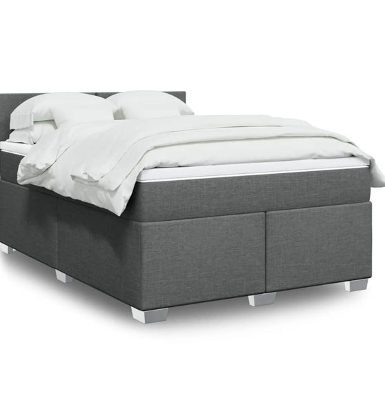 Boxspringbett mit Matratze Dunkelgrau 140x200 cm Stoff
