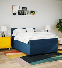 Boxspringbett mit Matratze Blau 140x200 cm Stoff