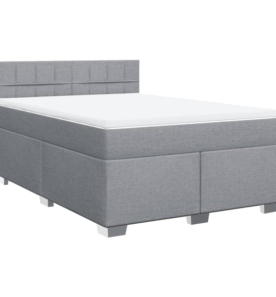 Boxspringbett mit Matratze Hellgrau 140x200 cm Stoff