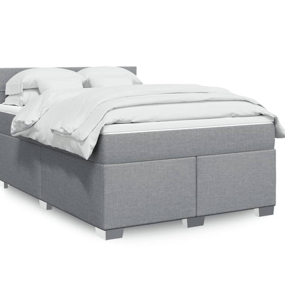 Boxspringbett mit Matratze Hellgrau 140x200 cm Stoff