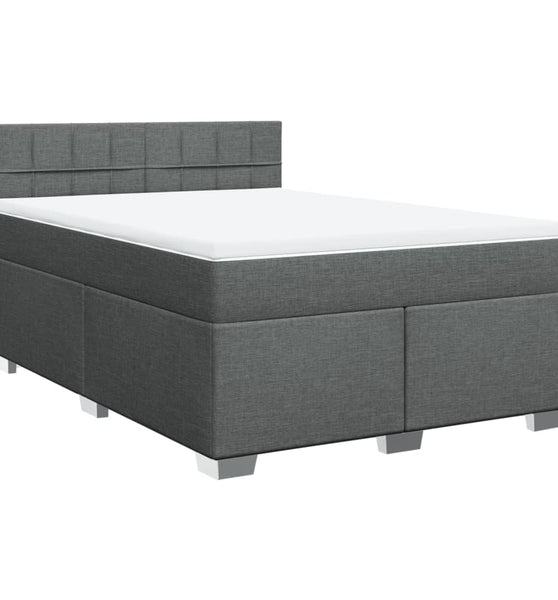 Boxspringbett mit Matratze Dunkelgrau 140x200 cm Stoff
