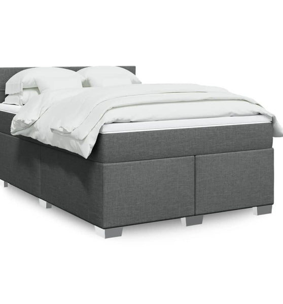 Boxspringbett mit Matratze Dunkelgrau 140x200 cm Stoff