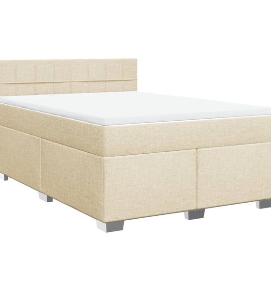 Boxspringbett mit Matratze Creme 140x200 cm Stoff