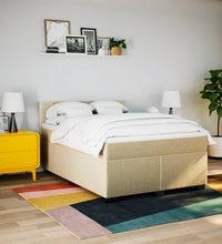 Boxspringbett mit Matratze Creme 140x200 cm Stoff