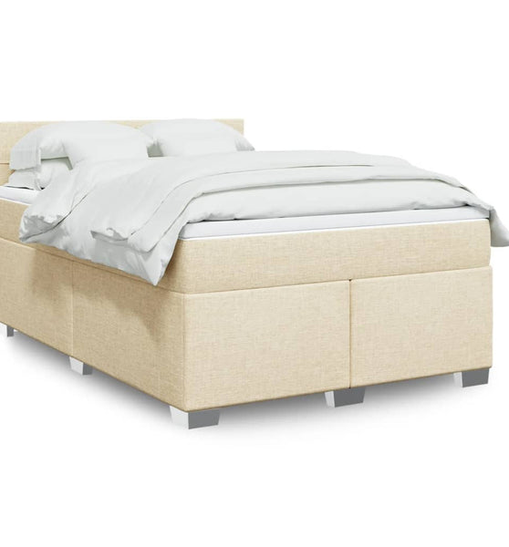 Boxspringbett mit Matratze Creme 140x200 cm Stoff