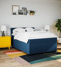 Boxspringbett mit Matratze Blau 140x200 cm Stoff