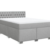 Boxspringbett mit Matratze Hellgrau 140x200 cm Stoff
