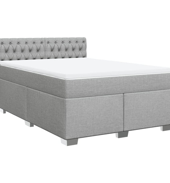 Boxspringbett mit Matratze Hellgrau 140x200 cm Stoff