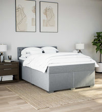 Boxspringbett mit Matratze Hellgrau 140x200 cm Stoff