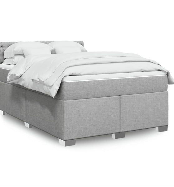 Boxspringbett mit Matratze Hellgrau 140x200 cm Stoff