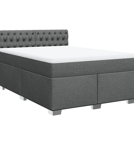 Boxspringbett mit Matratze Dunkelgrau 140x200 cm Stoff
