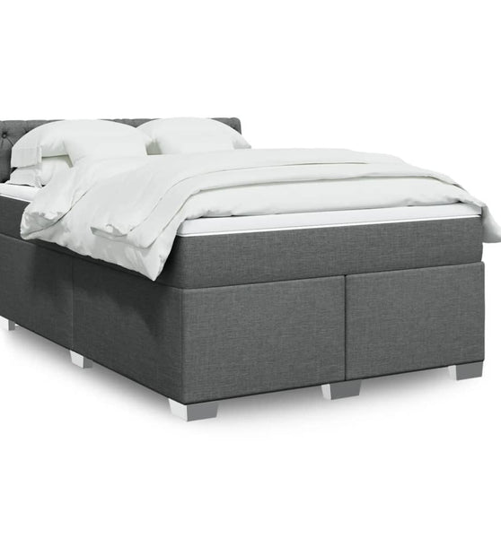 Boxspringbett mit Matratze Dunkelgrau 140x200 cm Stoff