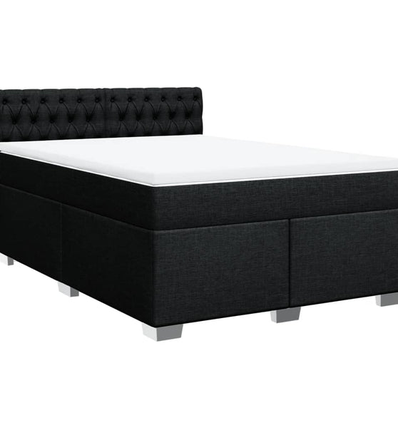 Boxspringbett mit Matratze Schwarz 140x200 cm Stoff