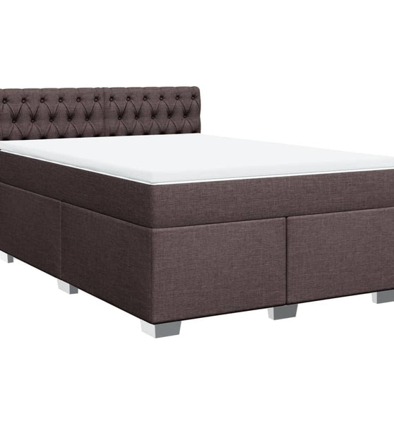 Boxspringbett mit Matratze Dunkelbraun 140x200 cm Stoff
