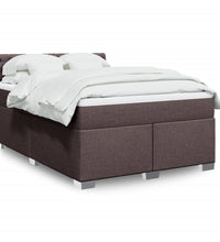 Boxspringbett mit Matratze Dunkelbraun 140x200 cm Stoff