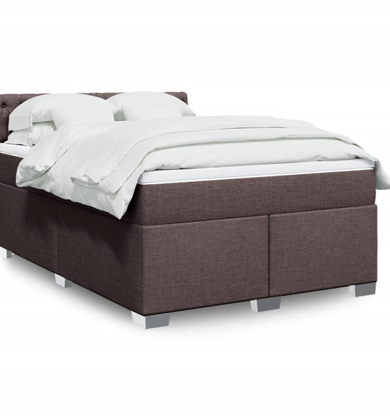 Boxspringbett mit Matratze Dunkelbraun 140x200 cm Stoff