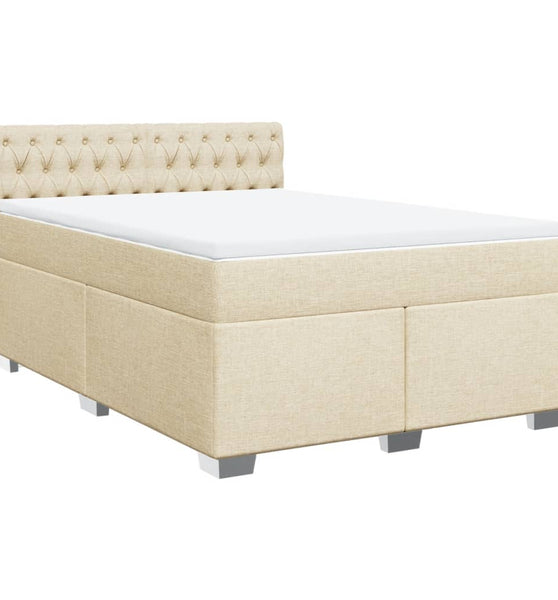 Boxspringbett mit Matratze Creme 140x200 cm Stoff