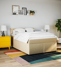 Boxspringbett mit Matratze Creme 140x200 cm Stoff