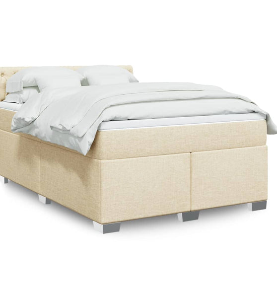 Boxspringbett mit Matratze Creme 140x200 cm Stoff