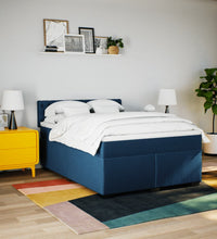 Boxspringbett mit Matratze Blau 140x200 cm Stoff